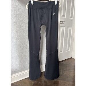 Gymshark Flare Yoga Pants Womens Black Ribbed Pull On Leggings Stretch Large